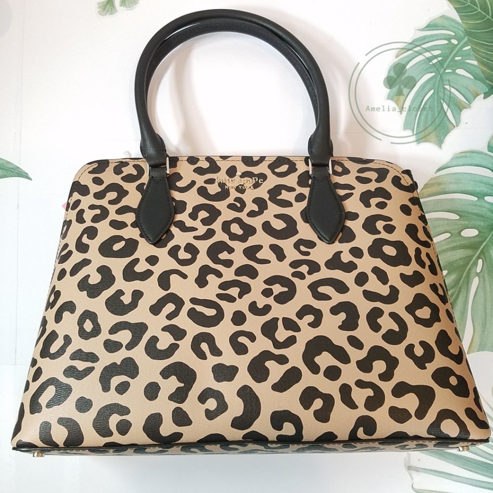 Kate Spade Darcy Leopard Cheetah Large Satchel NWT Gift Holiday Bifold Wallet - Picture 5 of 11